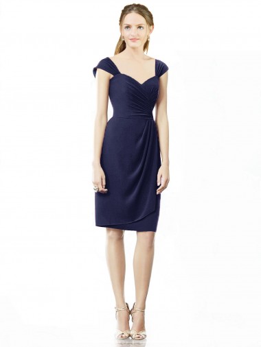 Shop Cocktail Length Short Cap Sleeves Chiffon Bridesmaid Dress