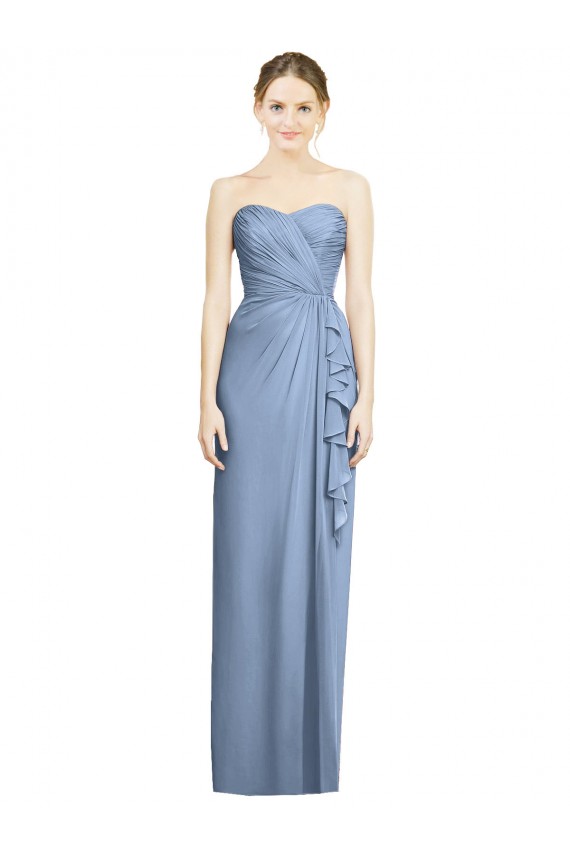 Strapless Full-Length Chiffon Bridesmaid Dress with Front Slit