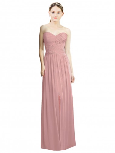 Shop Crossover Draped Sweetheart Chiffon Bridesmaid Dress with Front Slit