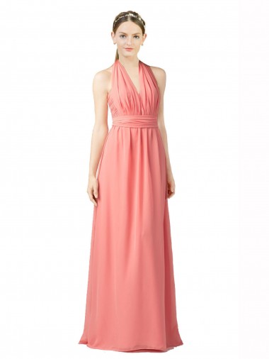 Shop Shirred Bodice Full Length Long Chiffon Bridesmaid Dress