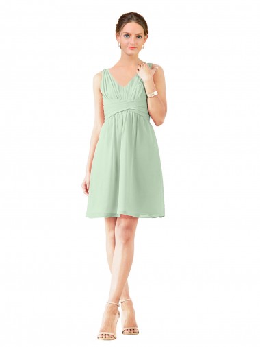 Shop v-Neckline Short Knee Length Chiffon Bridesmaid Dress