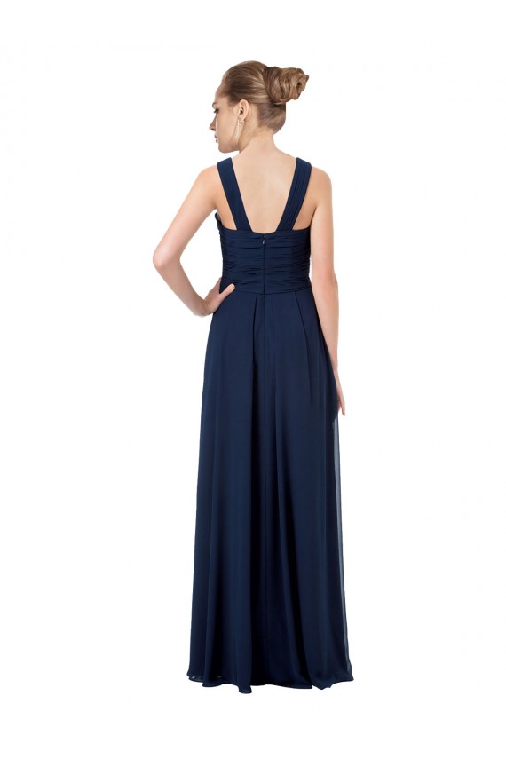 Long Chiffon Bridesmaid Dress V-Neck Top