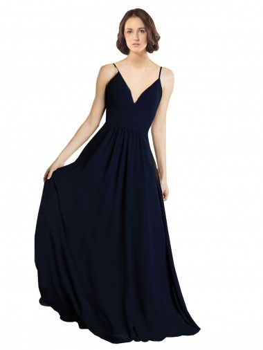 Shop Simple Chiffon Bridesmaid Dress with Deep V-Neckline