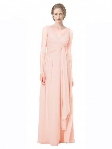 Shop Full Length Chiffon Bridesmaid Dress with V-Front and Back