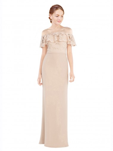 Shop Off the Shoulder Sleeves Sheath Chiffon Bridesmaid Dress