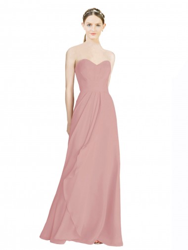 Shop Daped A-Line Chiffon Bridesmaid Dress with Pleated Sweetheart Bodice