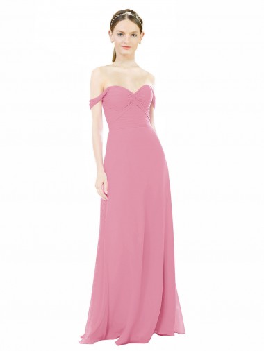 Shop Fitted Sweetheart Bodice Chiffon Bridesmaid Dress with Draped Cap Sleeves