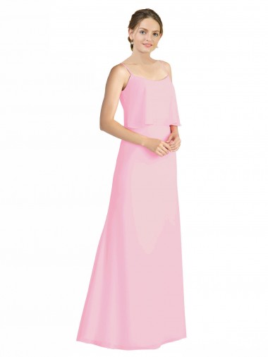 Shop Spaghetti Straps A-Line Chiffon Bridesmaid Dress Low Back