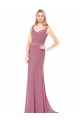 Long Slim Chiffon Bridesmaid Dress with Beaded Waist