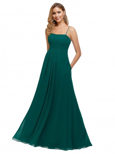 Shop Chiffon Bridesmaid Dress with Pleated Bodice and Straps