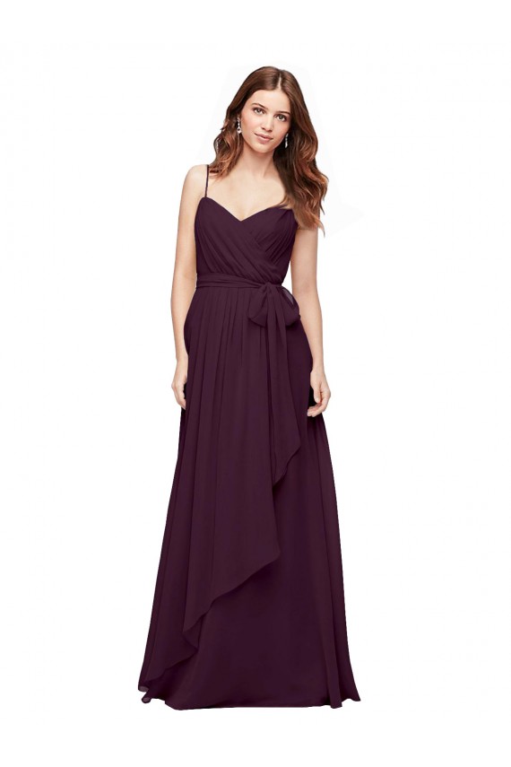 Wrapped Sweetheart Neckline Long Chiffon Bridesmaid Dress 