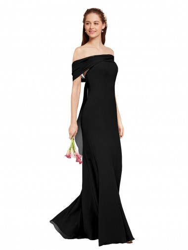 Shop Fit and Flare Long Chiffon Bridesmaid Dress with Sash and Open Back