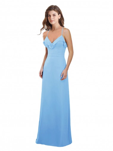 Shop Slim Chiffon Bridesmaid Dress with Ruffled Sweetheart Neckline