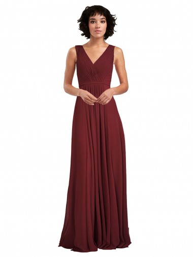 Shop Sleeveless V-Neck Pleated Chiffon Bridesmaid Dress