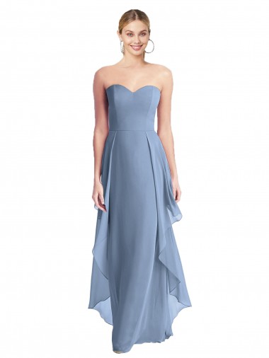 Shop Strapless Chiffon Bridesmaid Dress with Skirt Overlay