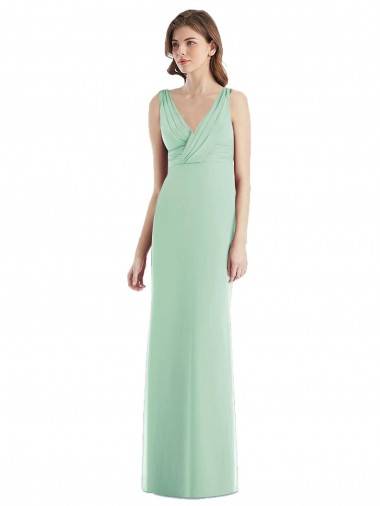 Shop Sleek Open Back Chiffon V-Neck Bridesmaid Dress