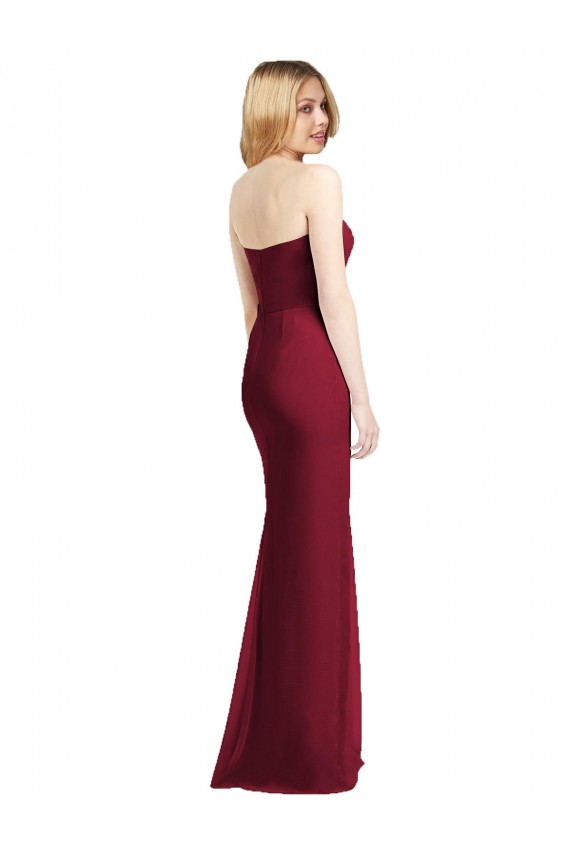 Sweetheart Neckline Lux Chiffon Bridesmaid Dress with Side Slit