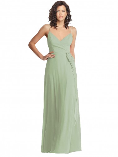 Shop V-Neck Low Back Maxi Wrap Chiffon Bridesmaid Dress