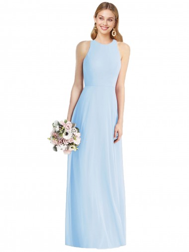 Shop Sleeveless Halter Chiffon Maxi Bridesmaid Dress