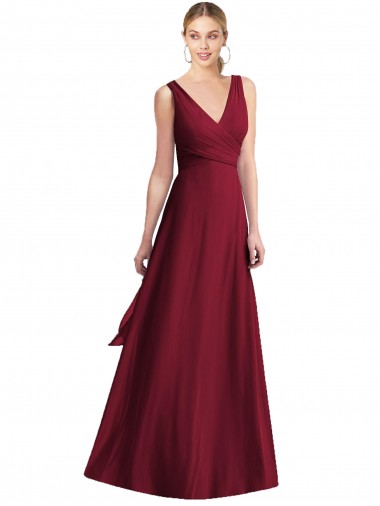 Shop Sleeveless V-Neck Chiffon Wrap Bridesmaid Dress