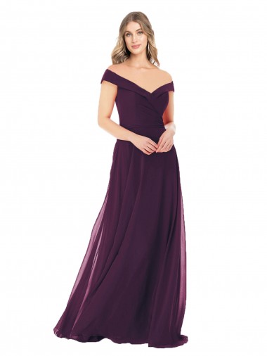 Shop Classic Off the Shoulder Draped Chiffon Bridesmaid Dress