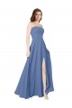 Strapless Long Chiffon Bridesmaid Dress with Front Slit