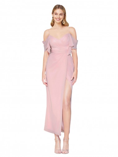 Shop Mermaid Cold Shoulder Short Knee Length Chiffon Bridesmaid Dress