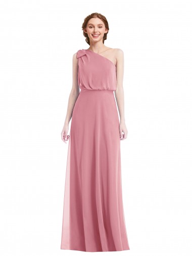 Shop One Shoulder Bow Blouson Bodice Maxi Bridesmaid Dress