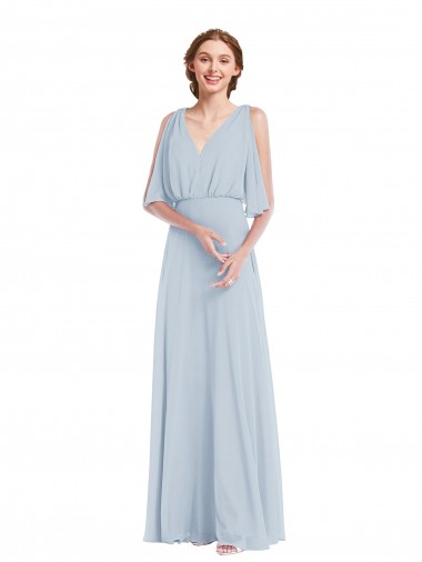 Shop V-Neck Split Sleeves Blouson Bodice Maxi Bridesmaid Dress