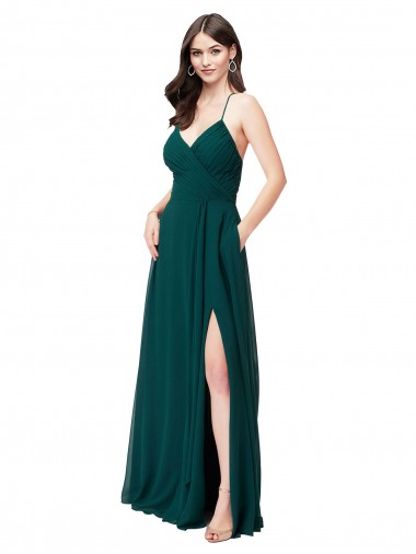 Shop Chiffon Bridesmaid Dress with Draped Surplice Bodice