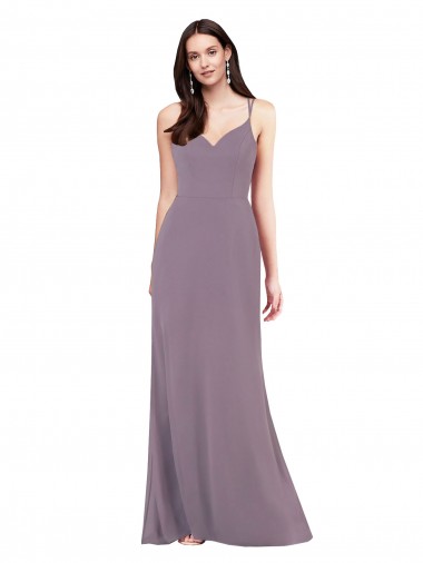 Shop Simple Floor-Length Chiffon Bridesmaid Dress with Criss-Cross Back