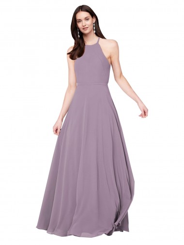 Shop Floor Length Long Chiffon Bridesmaid Dress with Double Bow Feature
