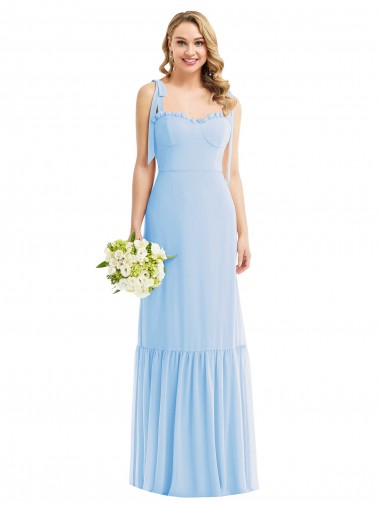 Shop Tie Shoulder Bustier Bodice Ruffle Hem Maxi Bridesmaid Dress