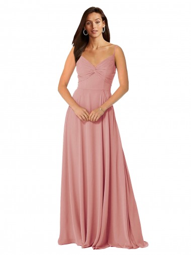 Shop Twist-Knot V-Neck Long Chiffon Bridesmaid Dress