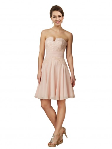 Shop Lace and Chiffon Bridesmaid Dress with Unique Neckline