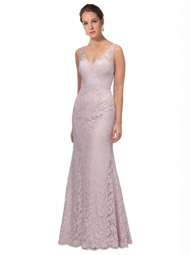Shop Lace V-Neckline Long Full Length Bridesmaid Dress