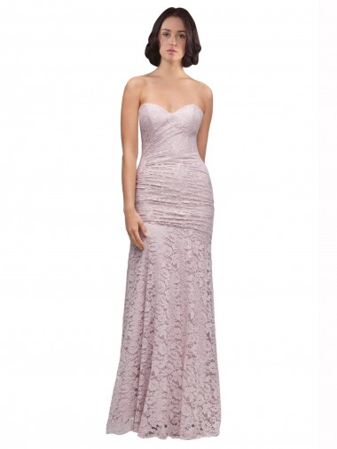 Shop Floor Length Long Mermaid Lace Bridesmaid Dress with Low Back