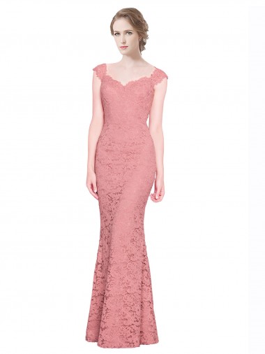 Shop Sweetheart Mermaid Long Lace Bridesmaid Dress with Wide Straps
