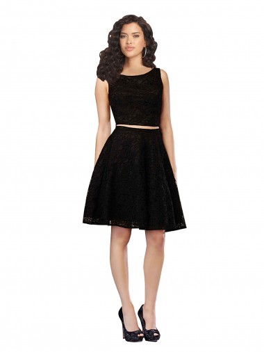 Shop Two Piece Short Lace Bridesmaid Dress with Jewel Neckline