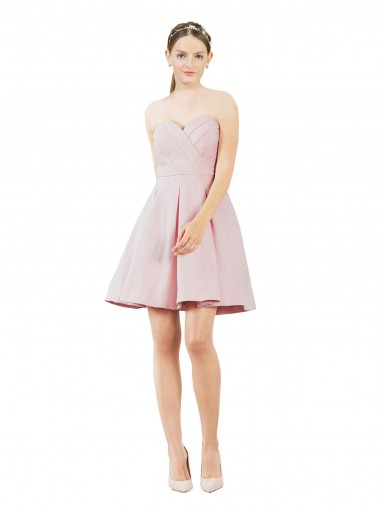 Shop Short Knee Length Sweetheart Satin Bridesmaid Dress