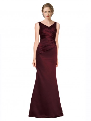Shop Figure Shaping Satin Bridesmaid Dress with Structured Pleats