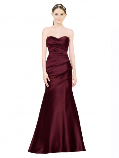 Shop Mermaid Sweetheart Soft Satin Bridesmaid Dress with Pleats