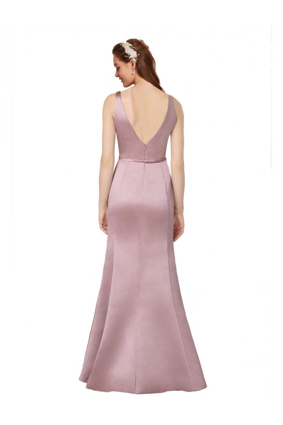 Formal and Sexy Satin Bridesmaid Dress with Side Cutouts