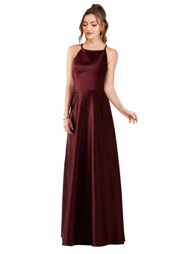 Shop Sleek Satin Bridesmaids Dress with Pockets