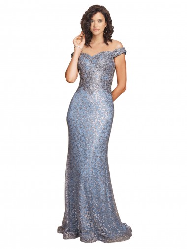 Shop Off the Shoulder Sweetheart Neckline Sequin Bridesmaid Dress with Thigh High Slit