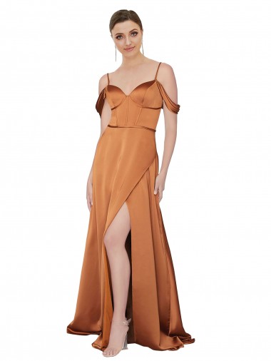 Shop Silky Satin Bridesmaid Dress with Bustier Bodice