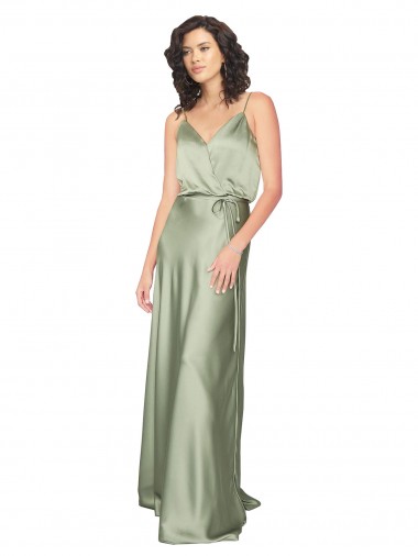 Shop Silky Satin Bridesmaid Dress with Tied Waist