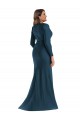 Long Sleeves Draped Wrap Silky Satin Mermaid Bridesmaid Dress with Front Slit