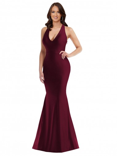 Shop Plunge Neckline Cutout Low Back Silky Satin Mermaid Bridesmaid Dress