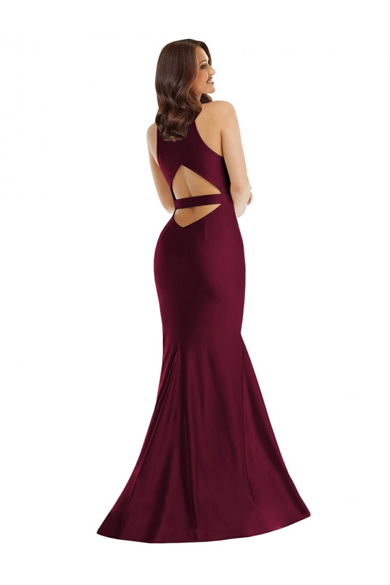 Plunge Neckline Cutout Low Back Silky Satin Mermaid Bridesmaid Dress